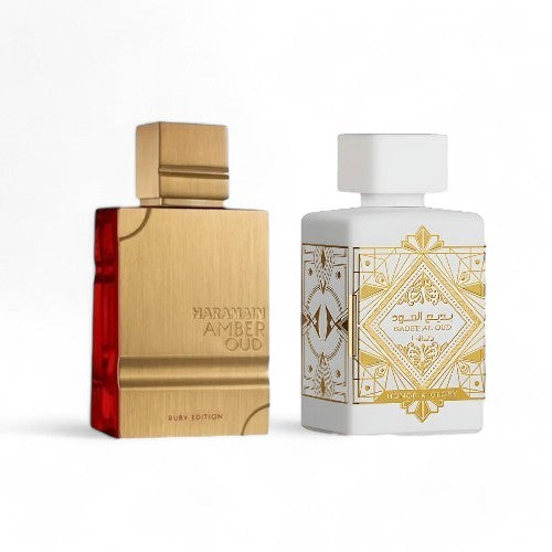 Duo Árabe Viral "Haramain Amber Rouge y Honor & Glory de lattafa" 100 ml